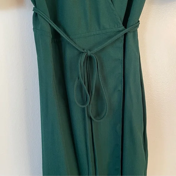 Reformation Marta Green Viscose Surplice Wrap Dress Mini Puff 1/2 Sleeves XS - Picture 8 of 8